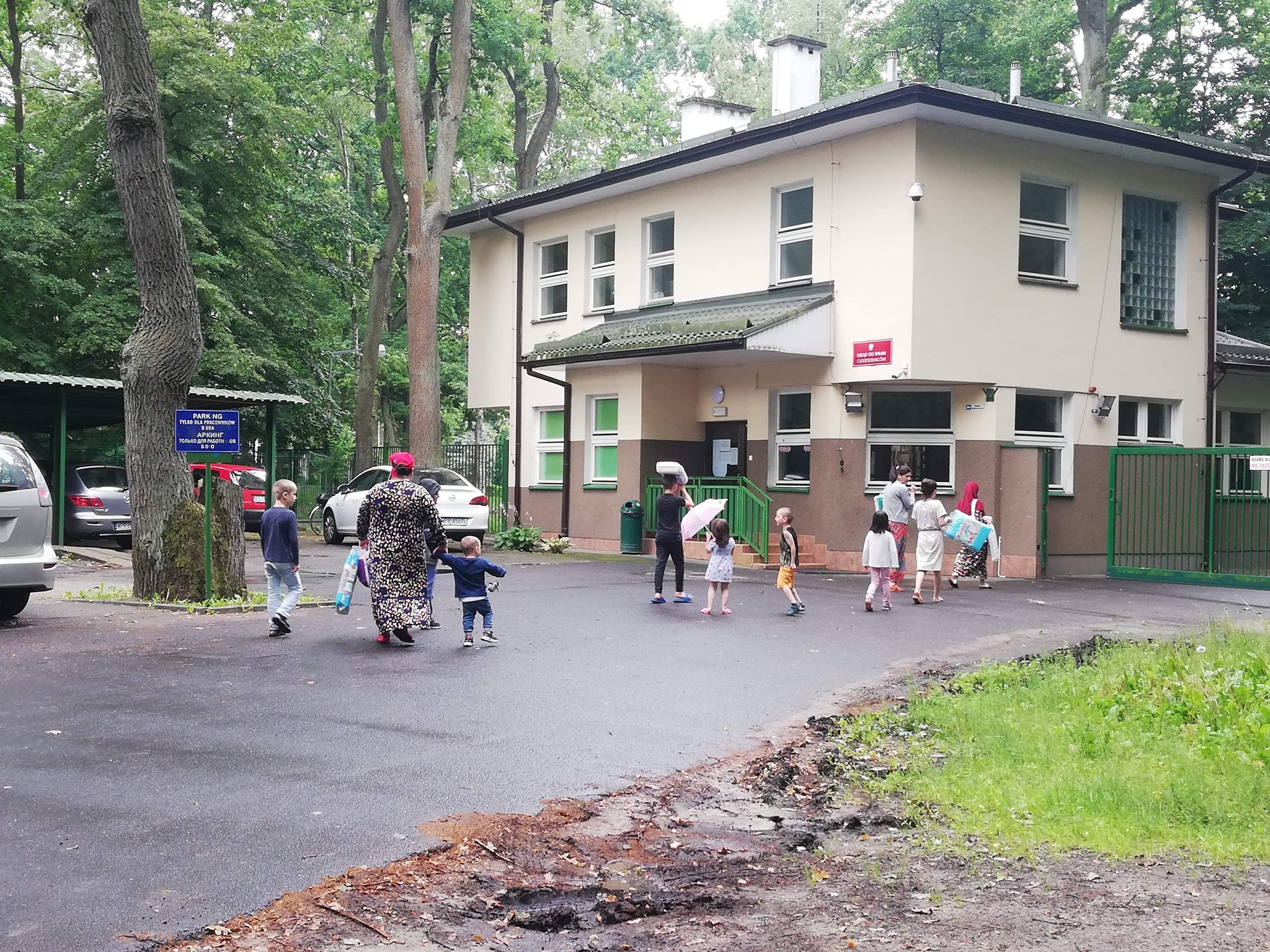 Residents at the reception center