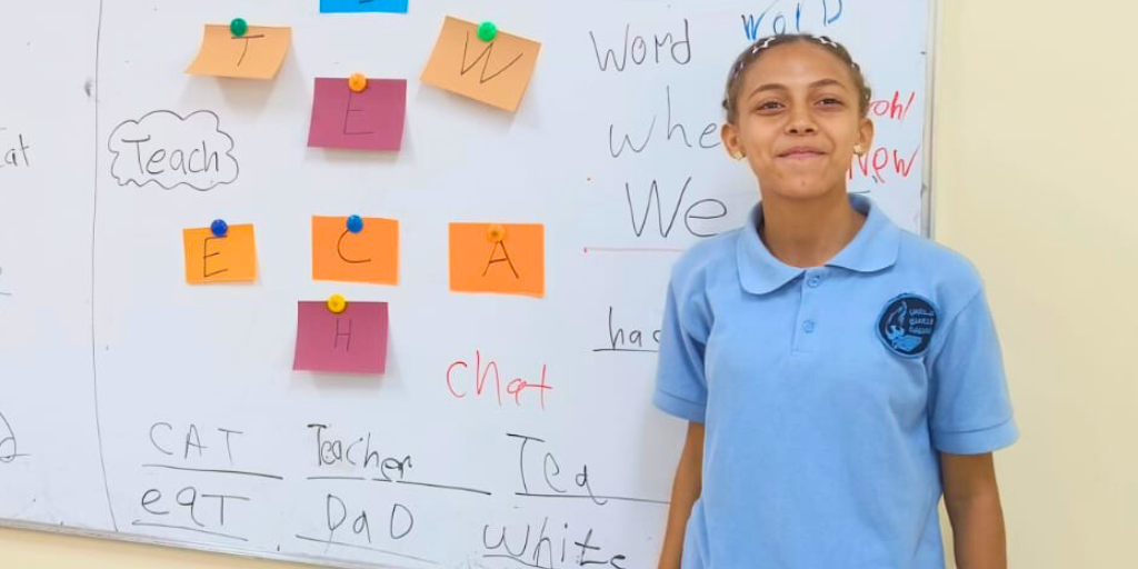 Amira in her classroom