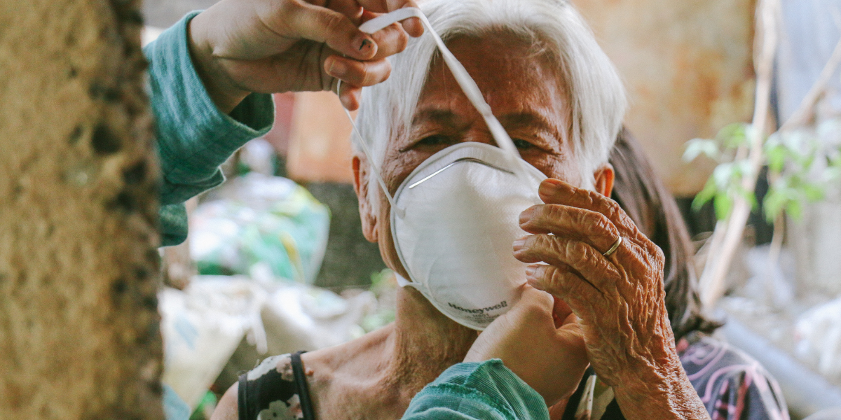 Woman with face mask