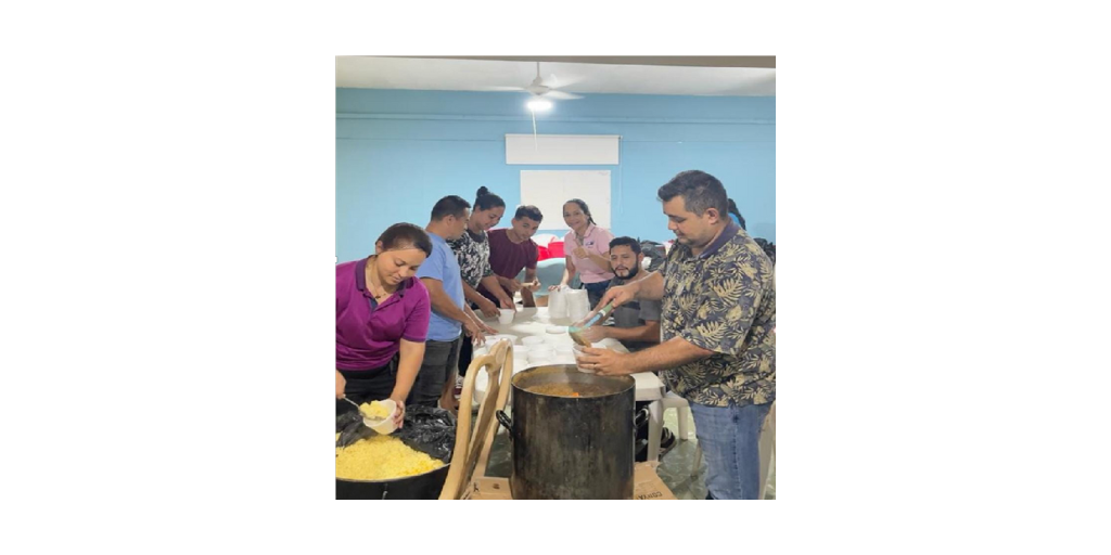 church members in Panama cooking food