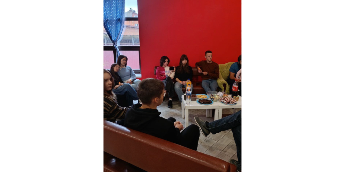 Young people in a small group in Ukraine