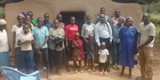 People stand outside a church in Kenya